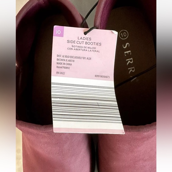 Serra Women Size 10 Side Cut Maroon Ankle Booties SlipOn Stacked Wedge Heel Shoe - Picture 8 of 16